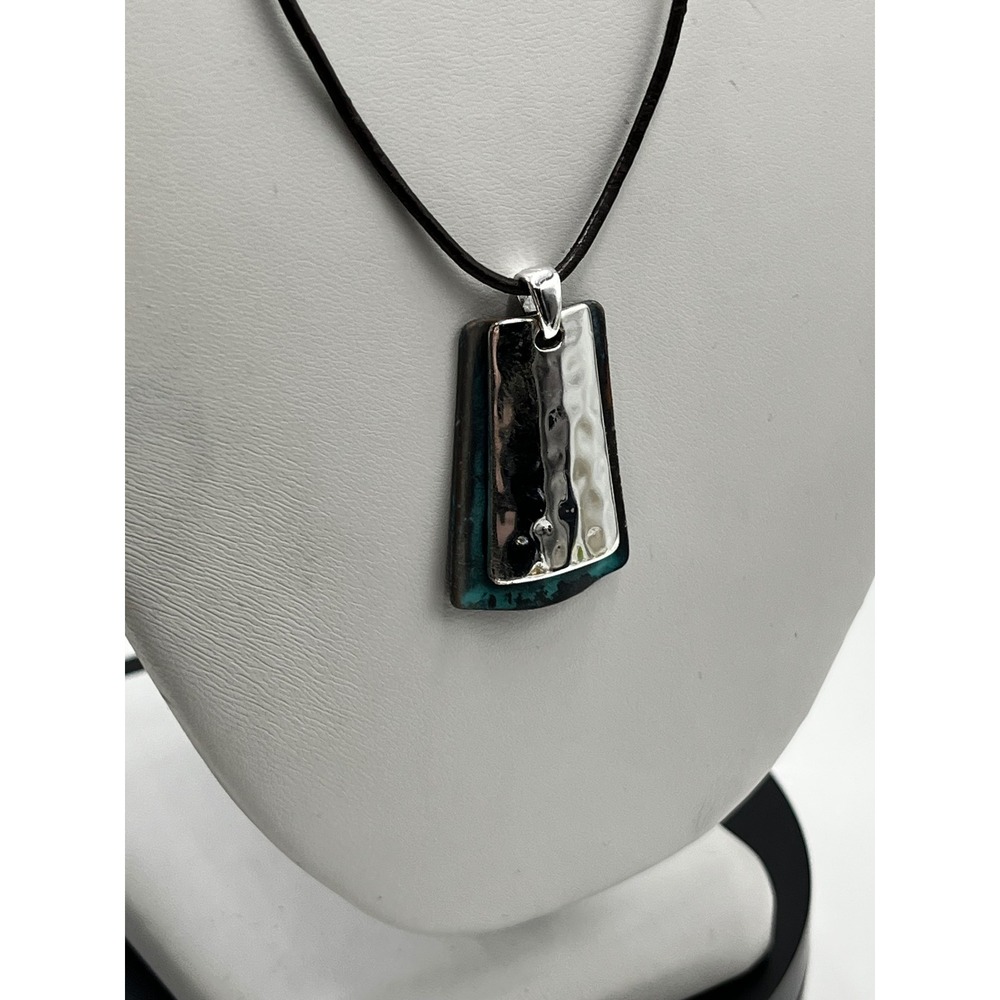 Robert Lee Morris Silver & leather charm chain Two Tone Necklace - Picture 3 of 11